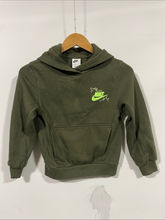 Nike Other - Nike Kids Olive Hoodie with Neon Green Logo